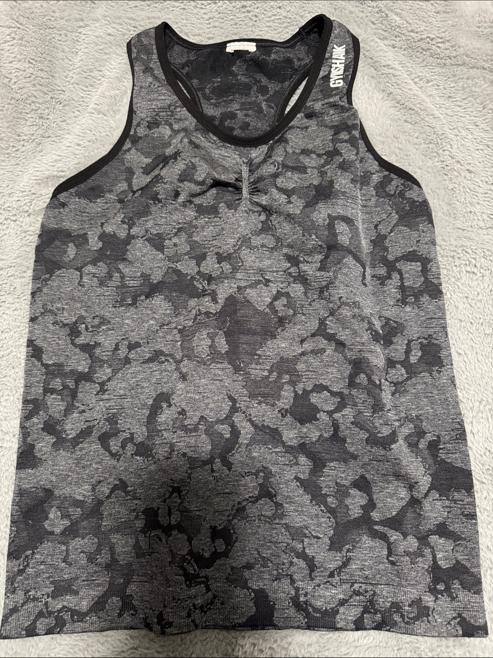 Gymshark Gray & Black Camo Performance Tank